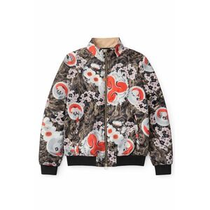 Urban Outfitters Japanese Crane Floral Bomber Jacket Black Red White Small